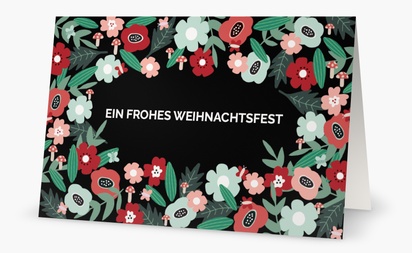 Designvorschau für Designgalerie: Weihnachtskarten Geblümt, 18.2 x 11.7 cm  Klappformat