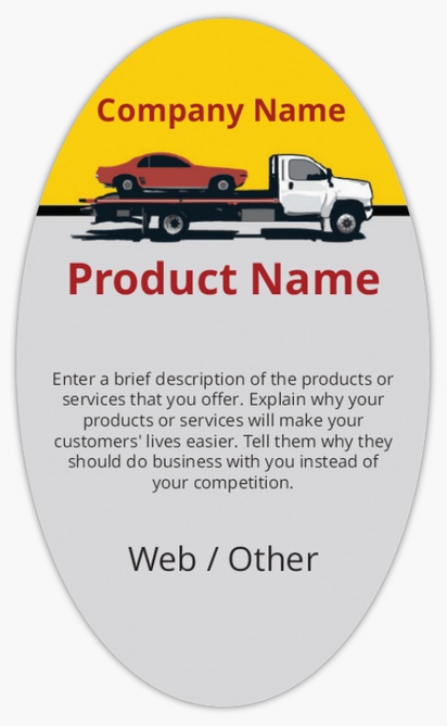 Design Preview for Design Gallery: Breakdown Recovery Product Labels on Sheets, Oval 12.7 x 7.6 cm