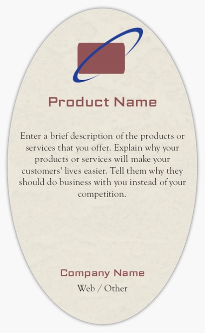 Design Preview for Design Gallery: Marketing Product Labels on Sheets, Oval 12.7 x 7.6 cm