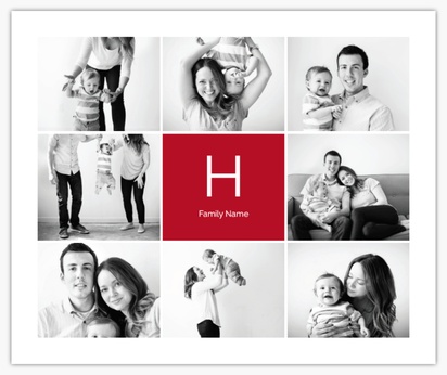 A family family monogram with photos white red design for Collage with 8 uploads