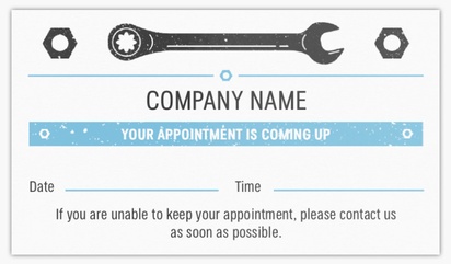 A auto garage plumbing white blue design for Appointment Cards