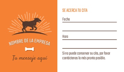 Un perrera tarjeta de cita diseño blanco naranja para Animales y mascotas