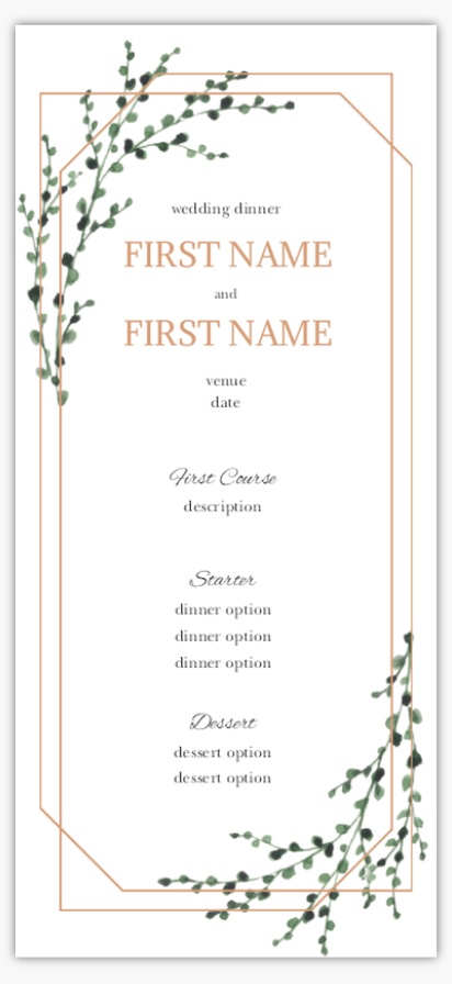 Design Preview for Design Gallery: Wedding Menu Cards, 4" x 8" Flat