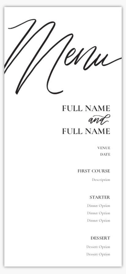 Design Preview for Elegant Wedding Menu Cards Templates, 4" x 8" Flat