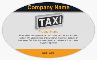 Design Preview for Design Gallery: Taxi Service Product Labels on Sheets, Oval 12.7 x 7.6 cm