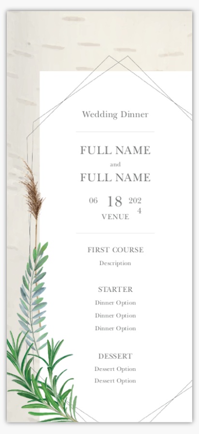 Design Preview for Rustic Wedding Menu Cards Templates, 4" x 8" Flat