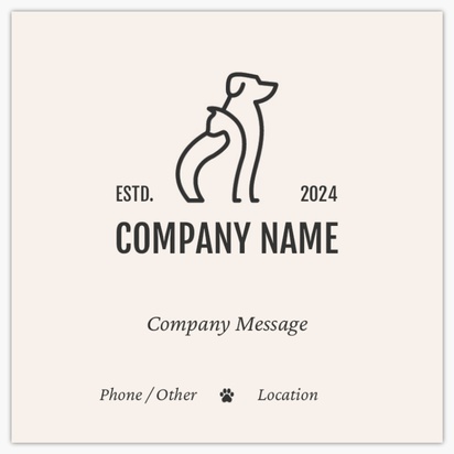 Design Preview for Templates for Animals Standard Name Cards , Square (65 x 65 mm)