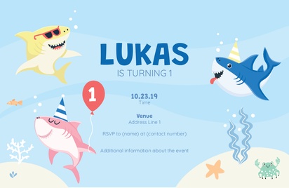 A birthday baby shark party white cream design for Mermaids & Ocean