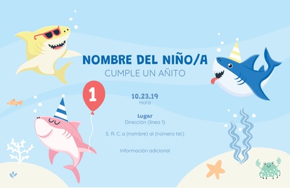 Un cumpleaños fiesta de bebés con tiburones diseño blanco crema para Sirenas y océano