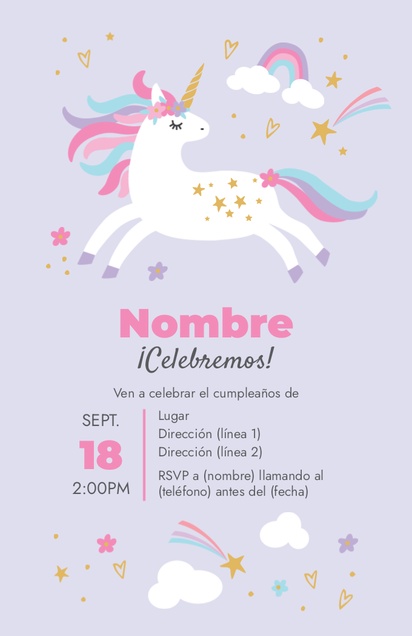 Un unicornio mágico fiesta unicornio diseño blanco rosa para Edad