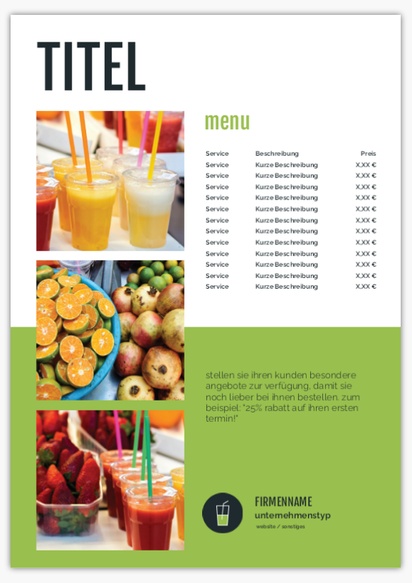 Designvorschau für Designgalerie: Werbeschilder aus Kunststoff Essen & Trinken, A1 (594 x 841 mm)