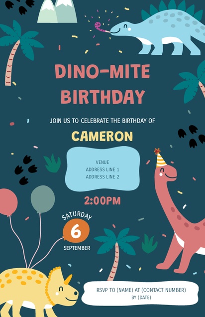 A birthday dinosaur birthday party gray pink design for Birthday