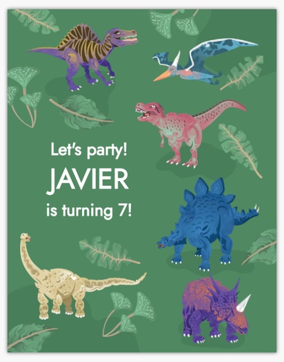A colorful dinosaur birthday green gray design for Birthday