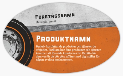 Förhandsgranskning av design för Designgalleri: Bilverkstad Produktetiketter på ark, Ellips 12,7 x 7,6 cm