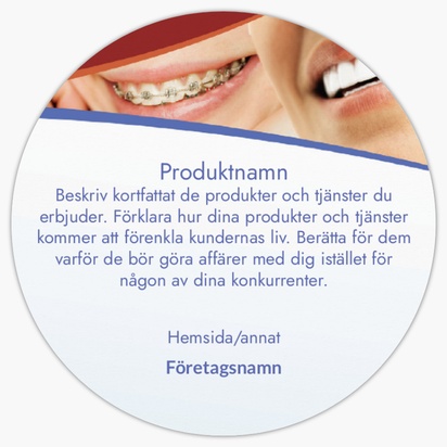 Förhandsgranskning av design för Designgalleri: Tandvård Produktetiketter på ark, Rund 7,6 x 7,6 cm
