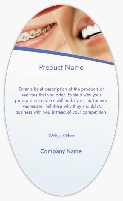 Design Preview for Design Gallery: Dentistry Product Labels on Sheets, Oval 12.7 x 7.6 cm