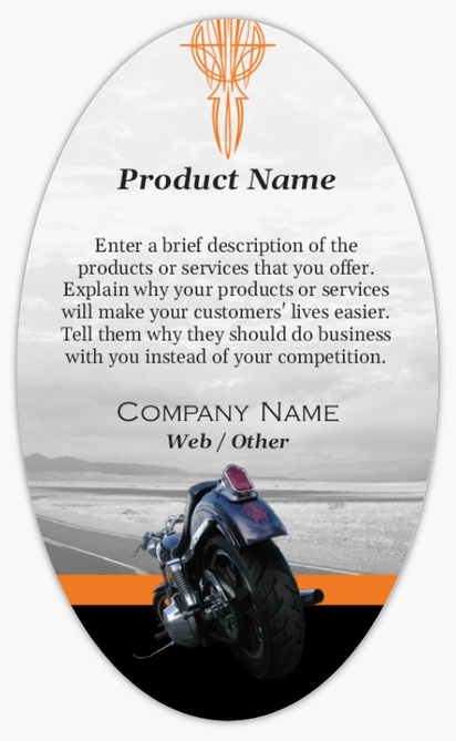 Design Preview for Design Gallery: Motorcycles Product Labels on Sheets, Oval 12.7 x 7.6 cm
