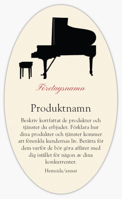 Förhandsgranskning av design för Designgalleri: Musik Produktetiketter på ark, Ellips 12,7 x 7,6 cm