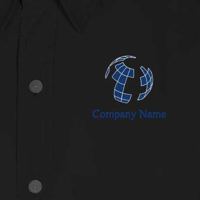 Design Preview for Design Gallery: Business Men's Embroidered Dress Shirts, Men's Black