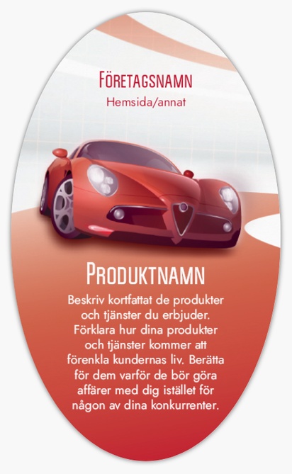 Förhandsgranskning av design för Designgalleri: Biltvätt & service Produktetiketter på ark, Ellips 12,7 x 7,6 cm