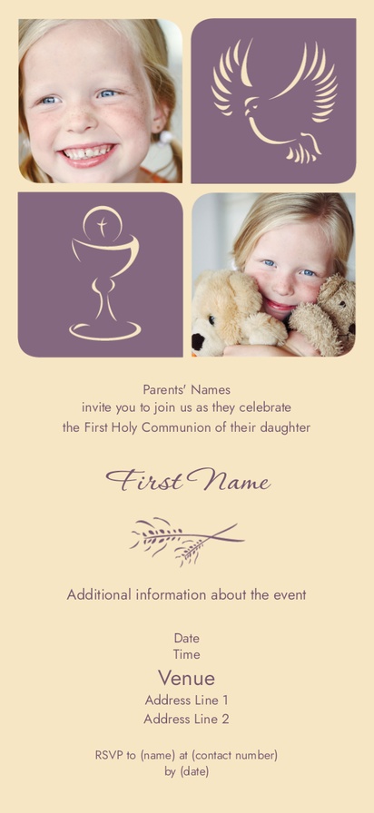 Design Preview for Design Gallery: First Communion Invitations and Announcements, Flat 9.5 x 21 cm