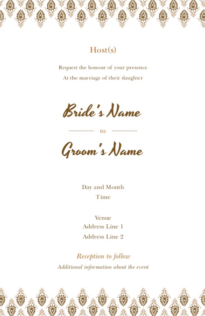 Design Preview for Templates for Traditional & Classic Wedding Invitations , Flat 13.9 x 21.6 cm