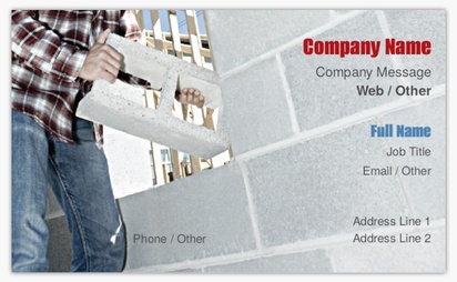 Design Preview for Design Gallery: Masonry & Bricklaying Standard Business Cards, Standard (91 x 55 mm)