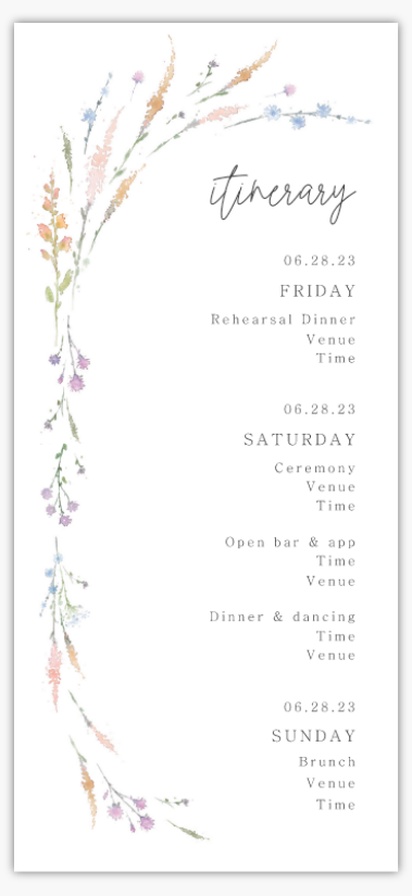 Design Preview for Design Gallery: Floral Wedding Programs, 4” x 8”
