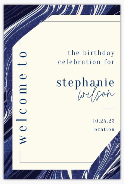 A welcome sign texture white blue design for Adult Birthday