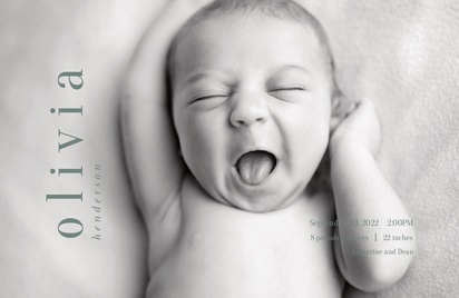 A minimal baby name gray design for Birth Announcements with 1 uploads