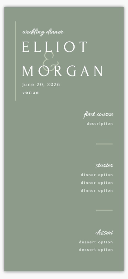 Design Preview for Design Gallery: Wedding Menu Cards, 4" x 8" Flat