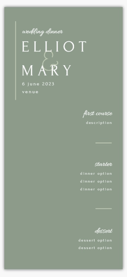 Design Preview for Personalised Wedding Menu Cards