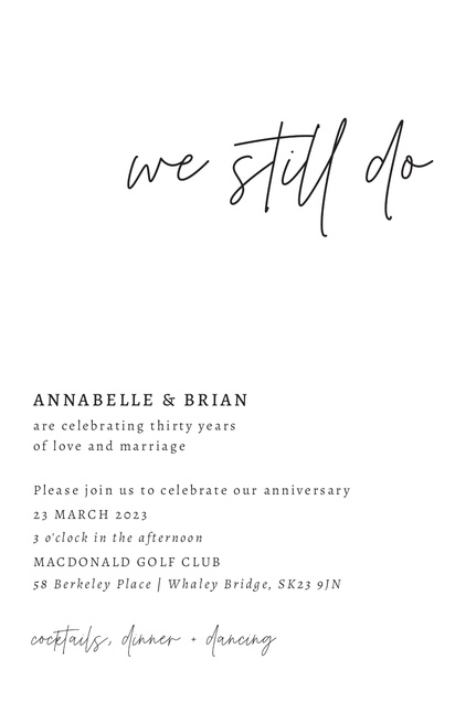 Design Preview for Design Gallery: Anniversary Invitations and Announcements, Flat 13.9 x 21.6 cm