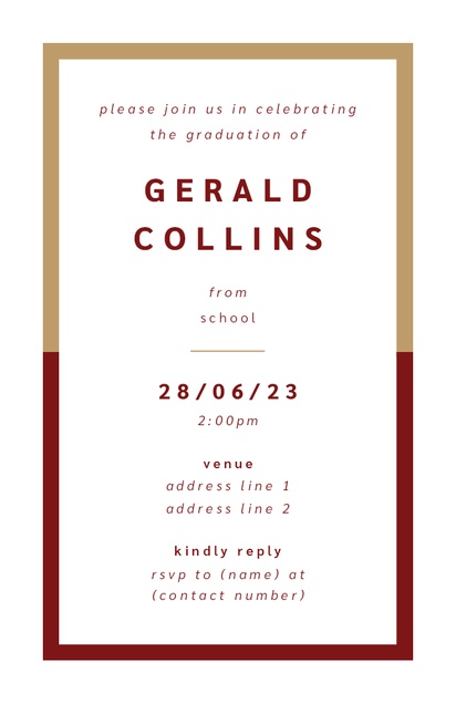 Design Preview for Templates for Minimal Invitations and Announcements , Flat 11.7 x 18.2 cm