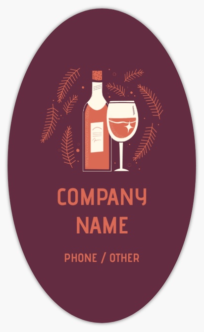 Design Preview for Custom Wine Lables: Personlised Wine Bottle Labels , 12.7 x  7.6 cm Oval