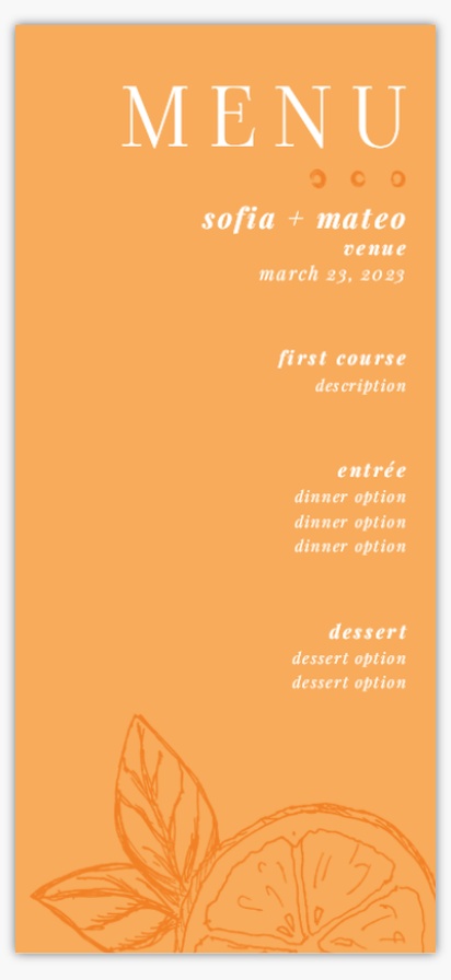 A menu wedding orange cream design for Spring
