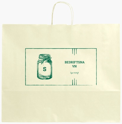 Forhåndsvisning av design for Designgalleri: Økologiske matbutikker Ensfargede papirposer med trykk, XL (54 x 14 x 45 cm)