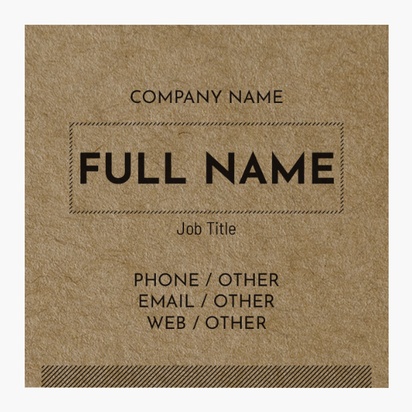 Design Preview for Design Gallery: Modern & Simple Kraft Business Cards, Square (65 x 65 mm)