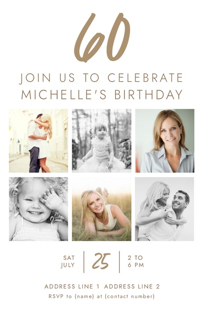 Design Preview for Templates for Birthday Invitations and Announcements , Flat 11.7 x 18.2 cm