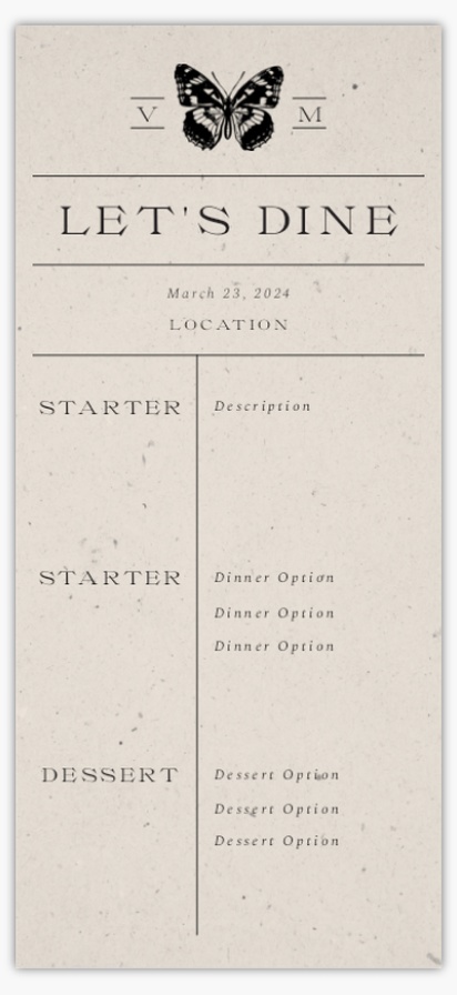 Design Preview for Design Gallery: Vintage Wedding Menu Cards, 4" x 8" Flat