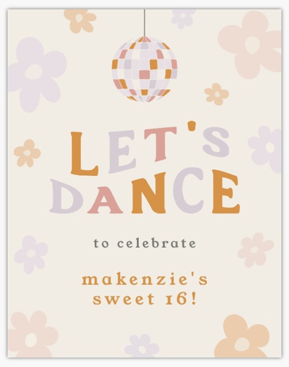 A sweet sixteen party 70s theme gray design for Birthday