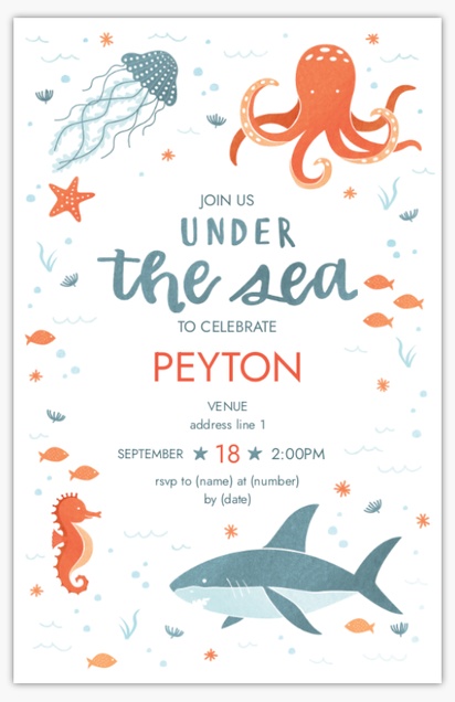 Design Preview for Design Gallery: Nautical Baby Shower Invitations, 4.6” x 7.2”
