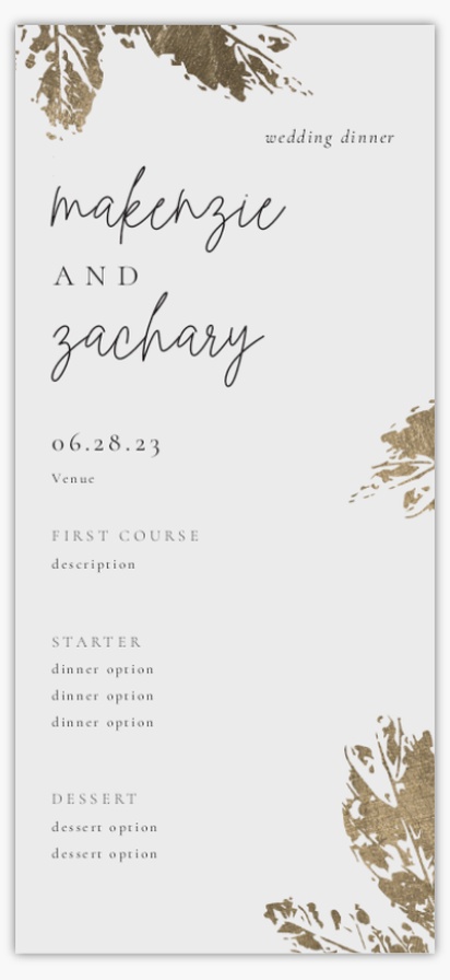 Design Preview for Elegant Wedding Menu Cards Templates, 4" x 8" Flat