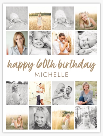 A casual simple white gray design for Adult Birthday with 16 uploads