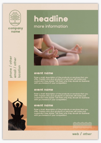 Design Preview for Design Gallery: Yoga & Pilates Flyers & Leaflets,  No Fold/Flyer A5 (148 x 210 mm)