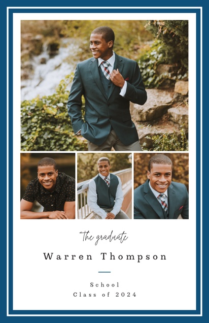 A grad masculine white blue design for Traditional & Classic with 4 uploads