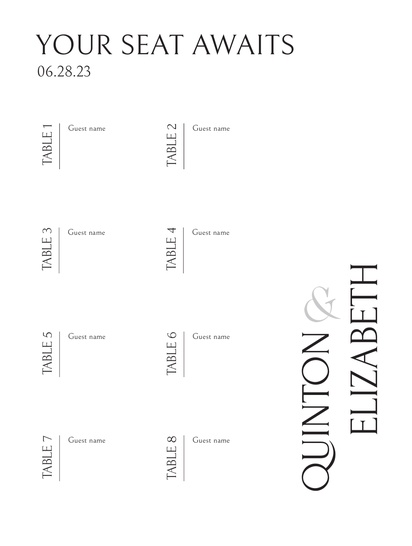 A wedding seating chart new2023 white design for Type