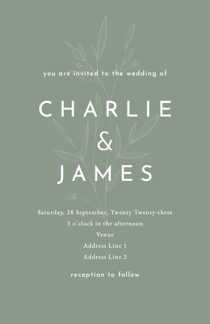 Design Preview for Wedding Invitations, Flat 11.7 x 18.2 cm