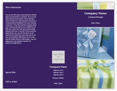 Design Preview for Design Gallery: Gift & Party Shops Menu Cards, Tri-Fold Menu