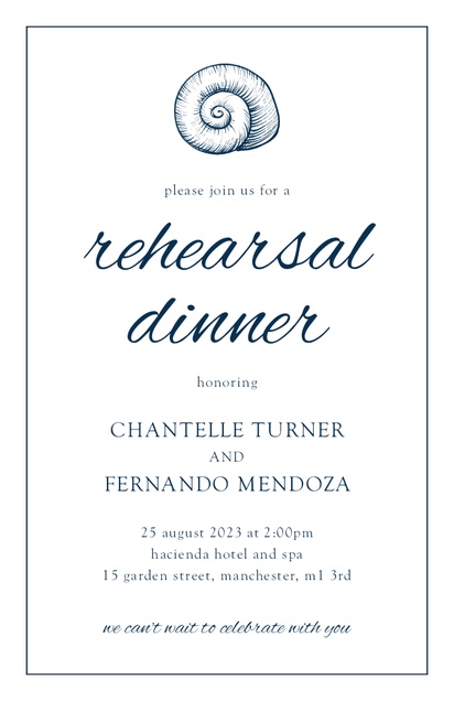 Design Preview for Design Gallery: Rehearsal Dinner Invitations and Announcements, Flat 11.7 x 18.2 cm